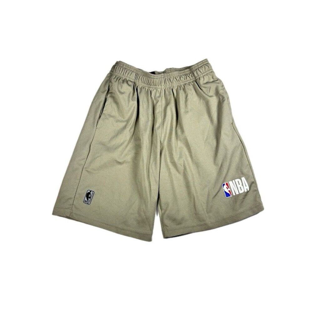 NBA Basketball Boys Shorts Beige Pull On Size 14/16 Large Hoops Pockets